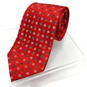 Holiday Traditions By MMG Mens Necktie Red White Floral Christmas Balls